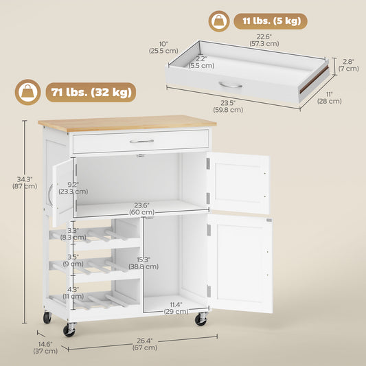 Kitchen Island with Storage Drawer – 27"W x 34"H