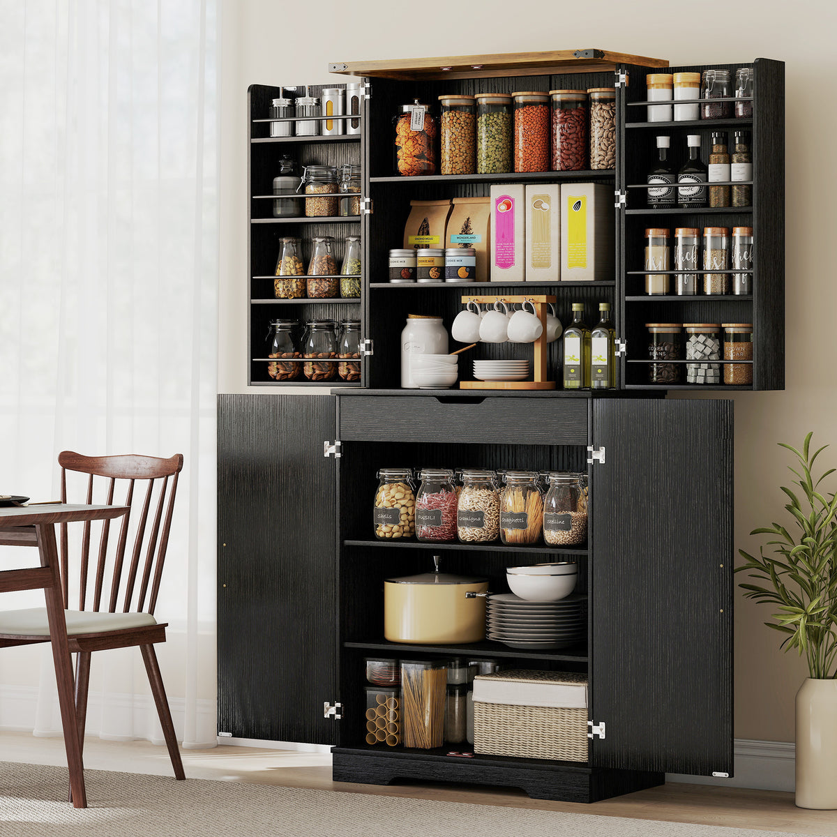 Farmhouse Storage Cabinet with 4 Doors – 30"W x 72"H