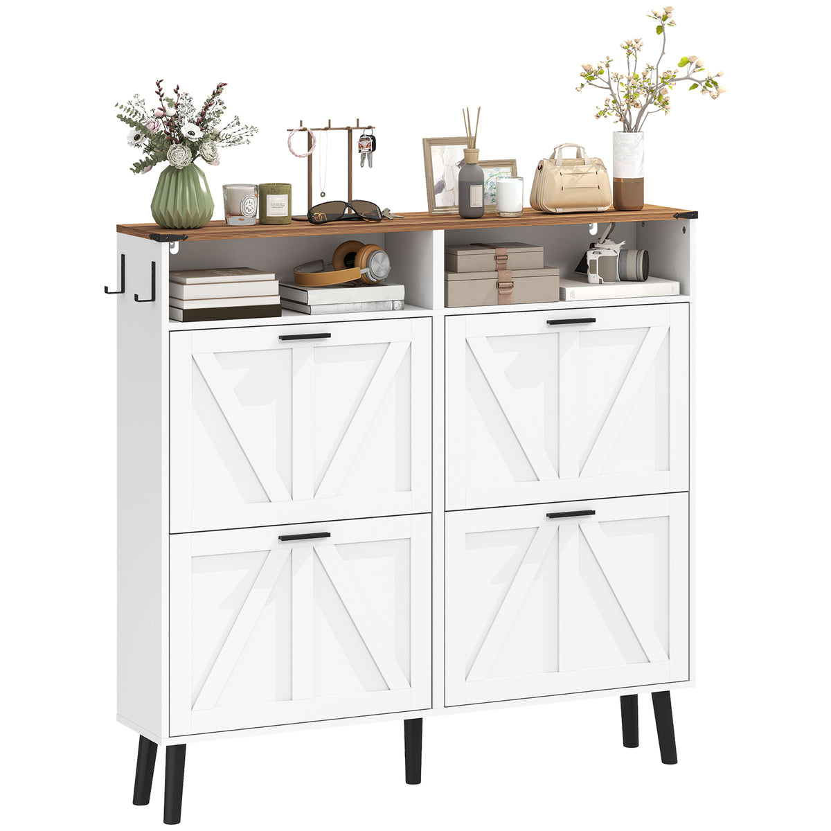 Shoe Storage Cabinet with 4 Flip Drawers – 47"W x 45"H