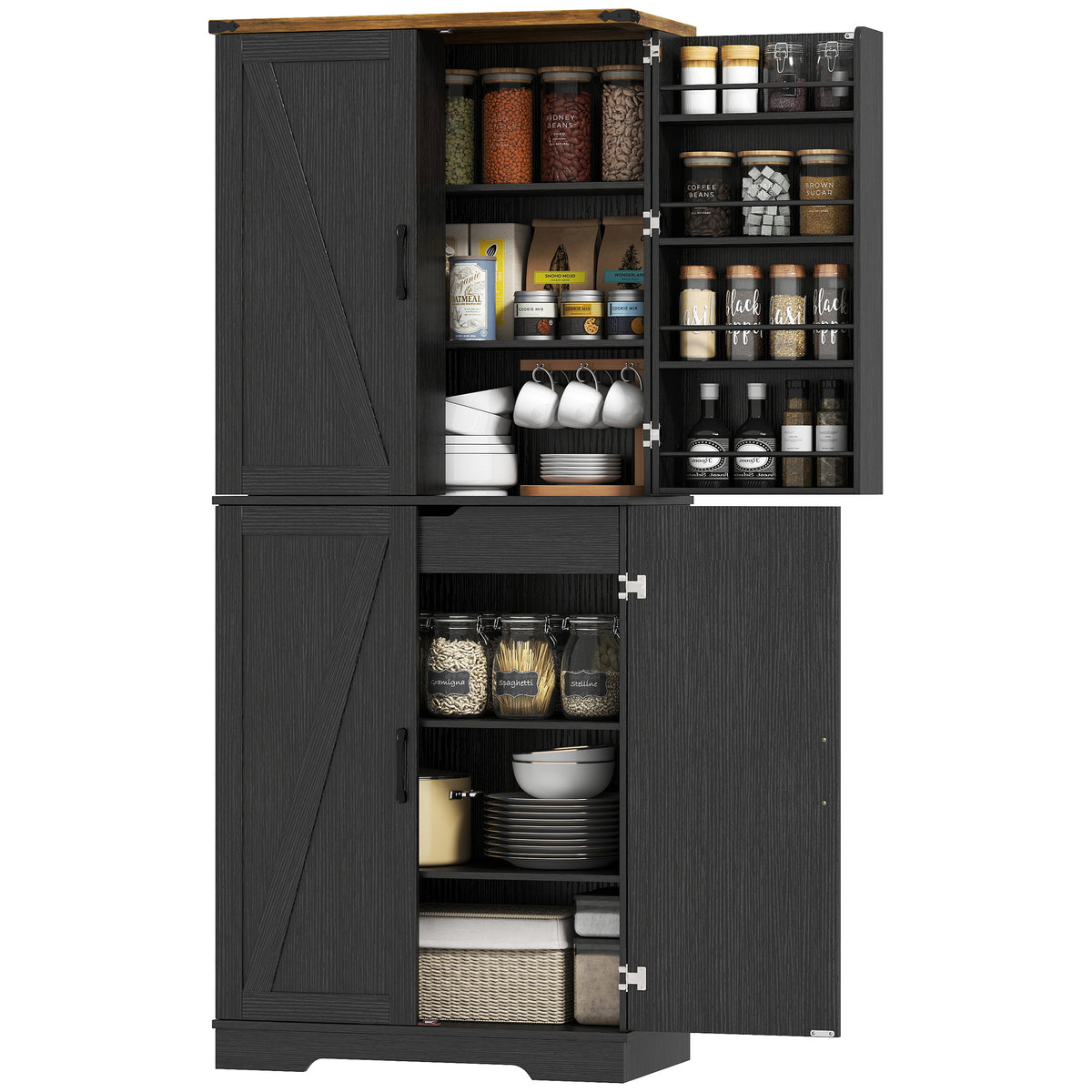 Farmhouse Storage Cabinet with 4 Doors – 30"W x 72"H