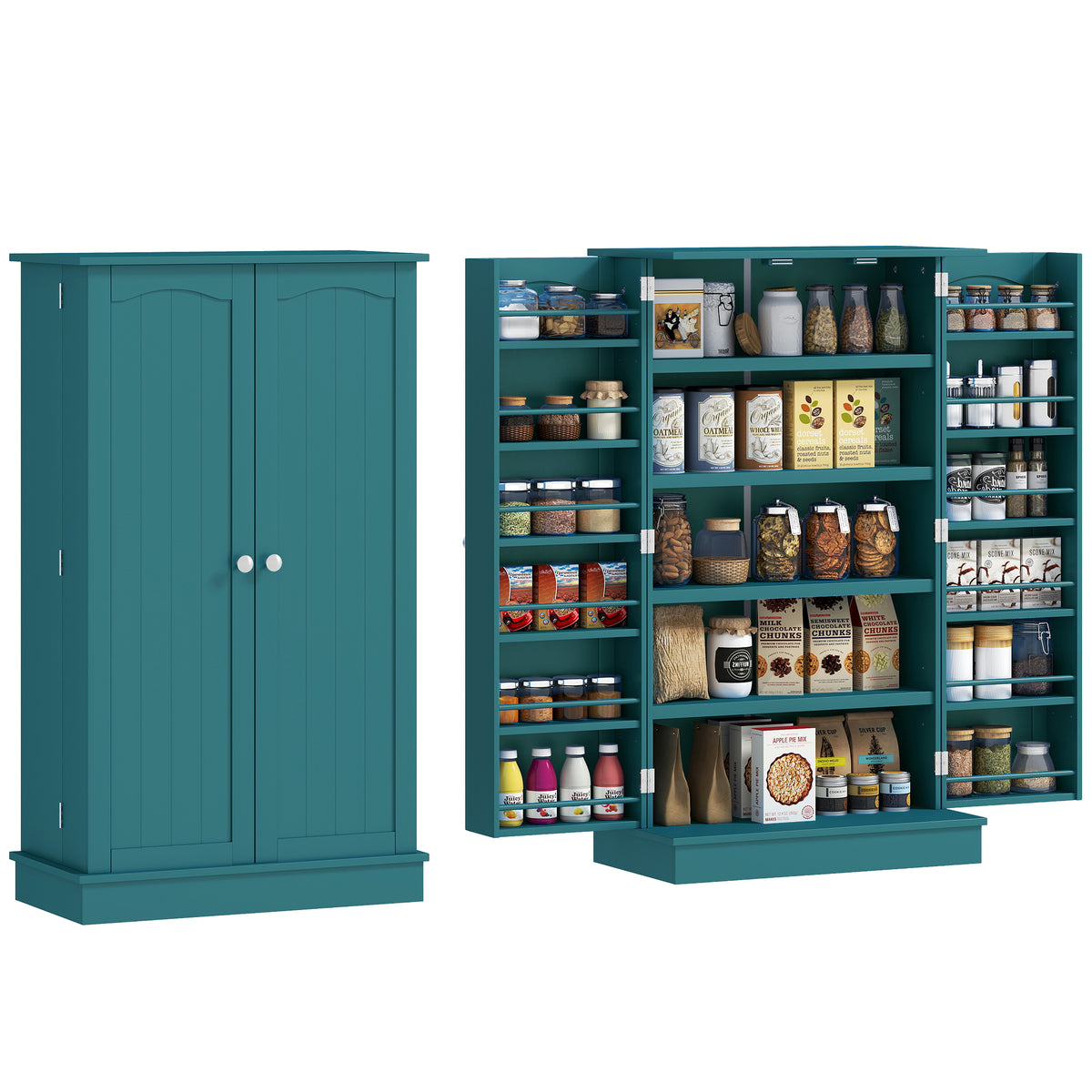 2-Door Kitchen Pantry Cabinet with 5-tier Shelving – 24"W x 41"H