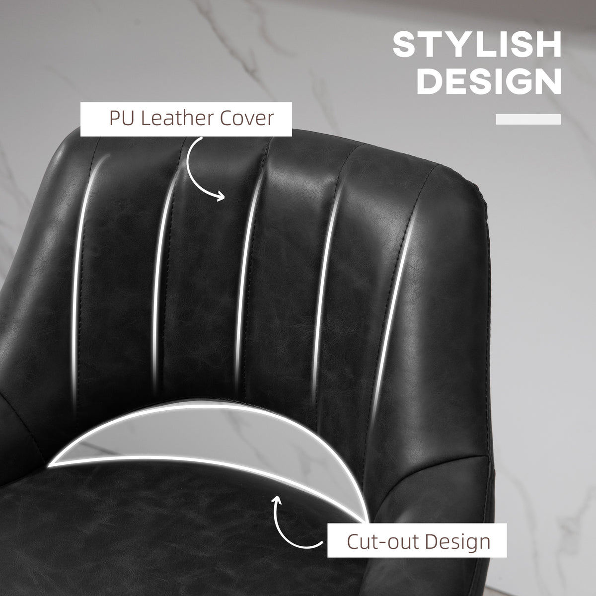 Channel-Tufted Faux Leather Swivel Counter Stools with Footrest, Set of 2