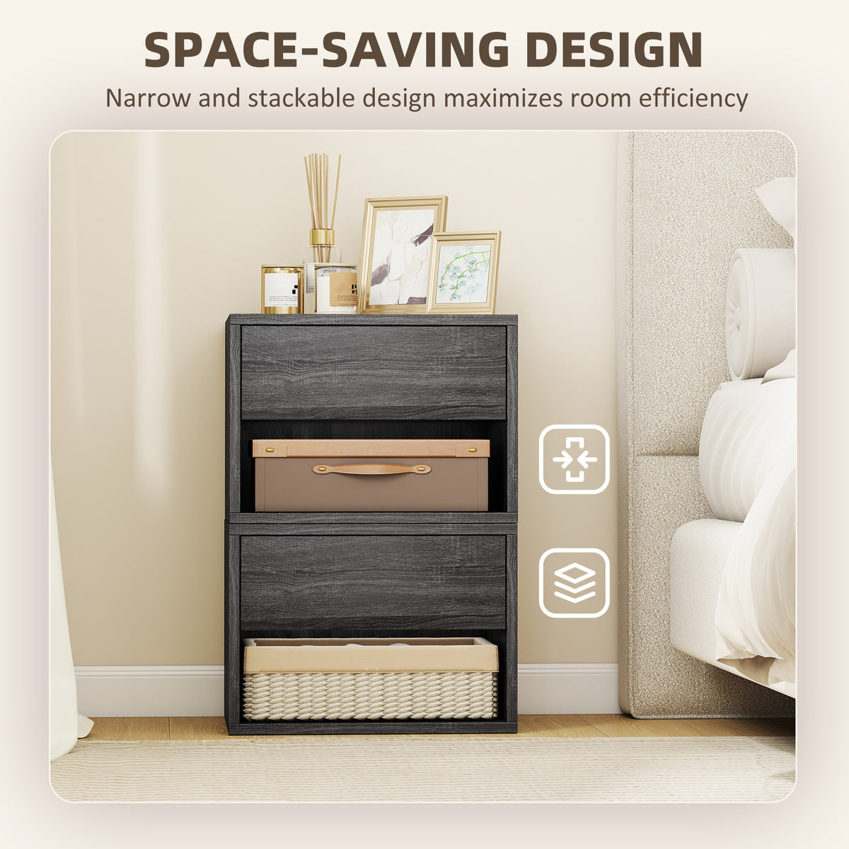Floating Nightstands with Drawer, Set of 2 – 16"W x 11"H
