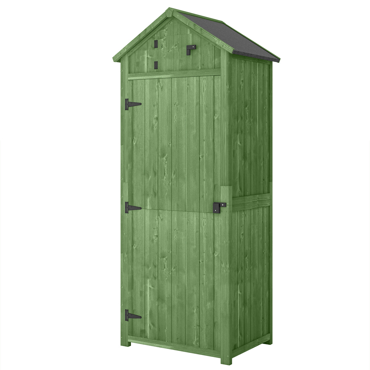 30" x 21" x 71" Garden Storage Shed, Outdoor Tool Utility Storage House with 3 Tier Shelves and Roof – Green