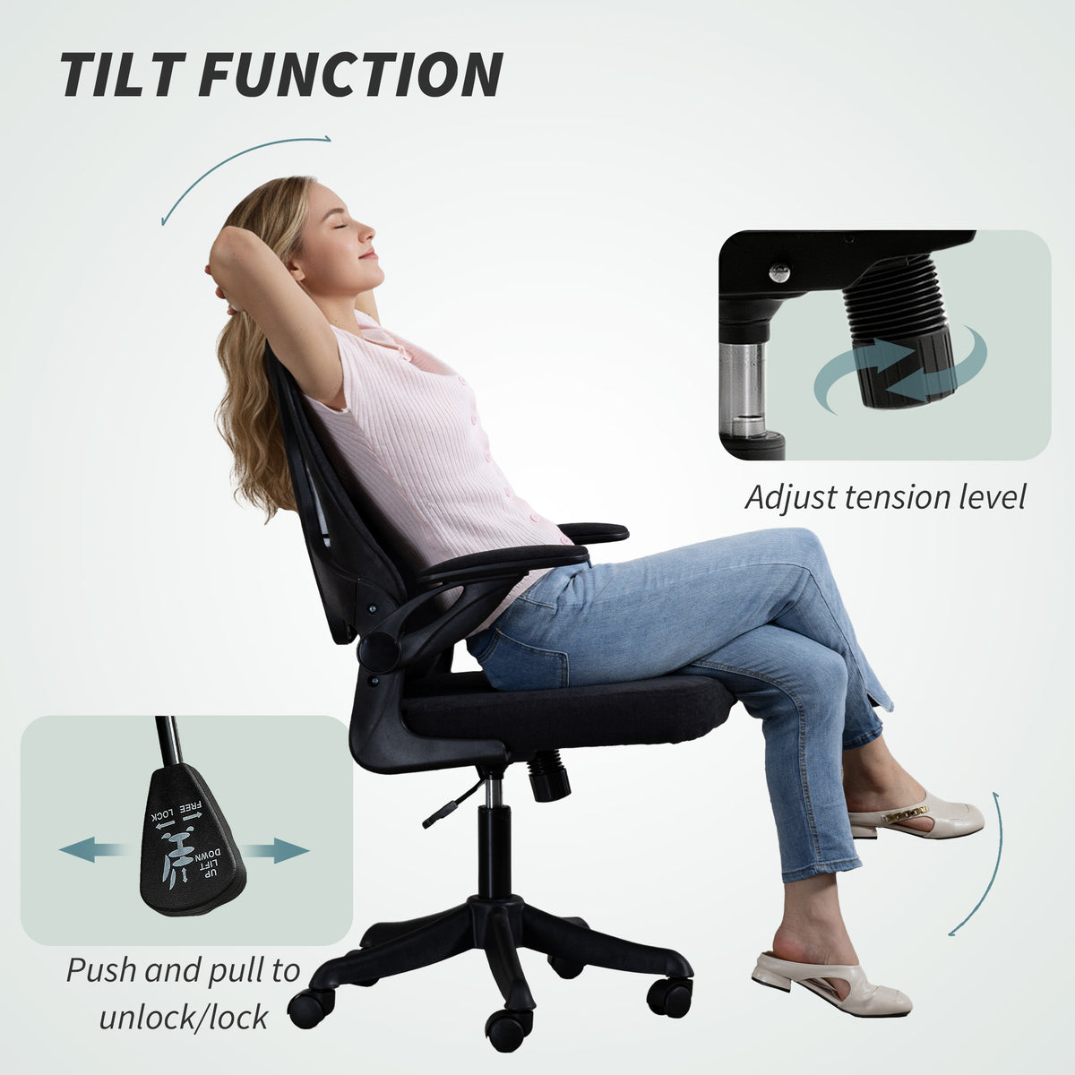 Ergonomic Office Chair, Swivel Desk Chair with Adjustable Lumbar Support and Height, Black