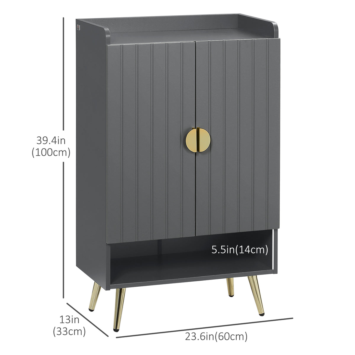 Entryway Shoe Cabinet with Open Shelves – 24"W x 39"H