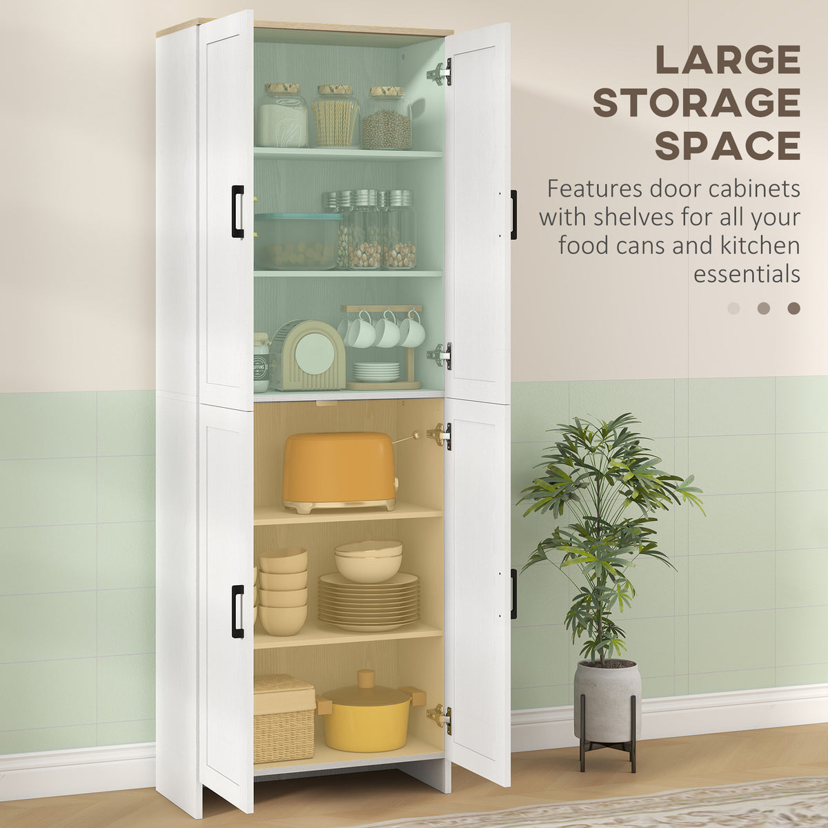 4-Door Kitchen Pantry Cabinet with Adjustable Shelves – 24"W x 67"H