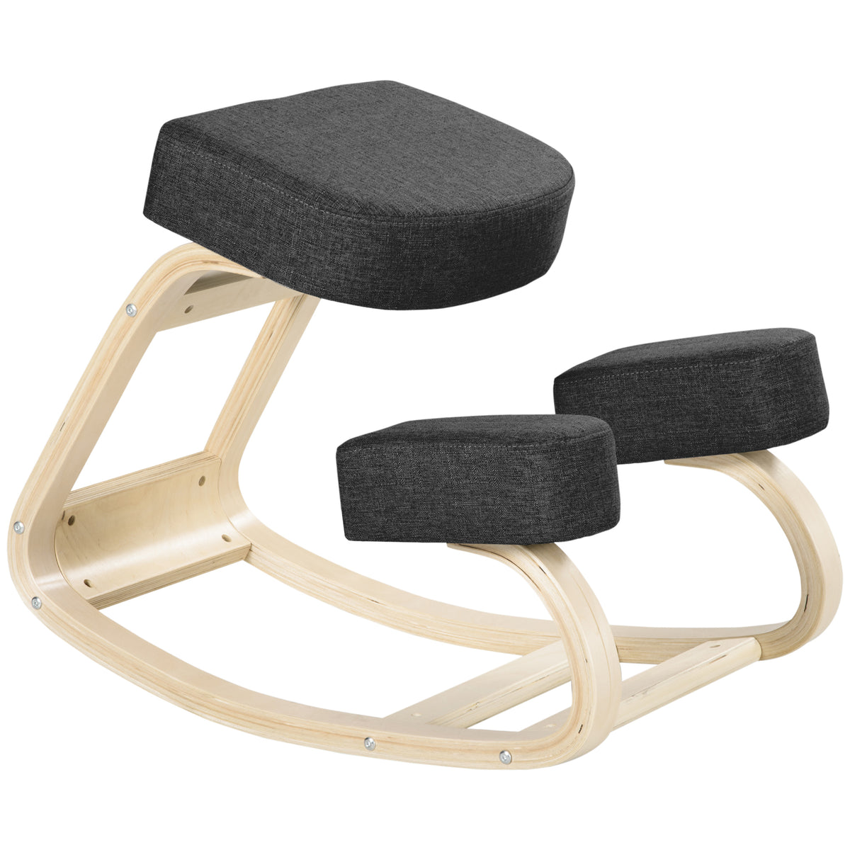 Ergonomic Kneeling Chair, Wood Kneel Stool with Thick Pads, Desk Knee Chair, Black
