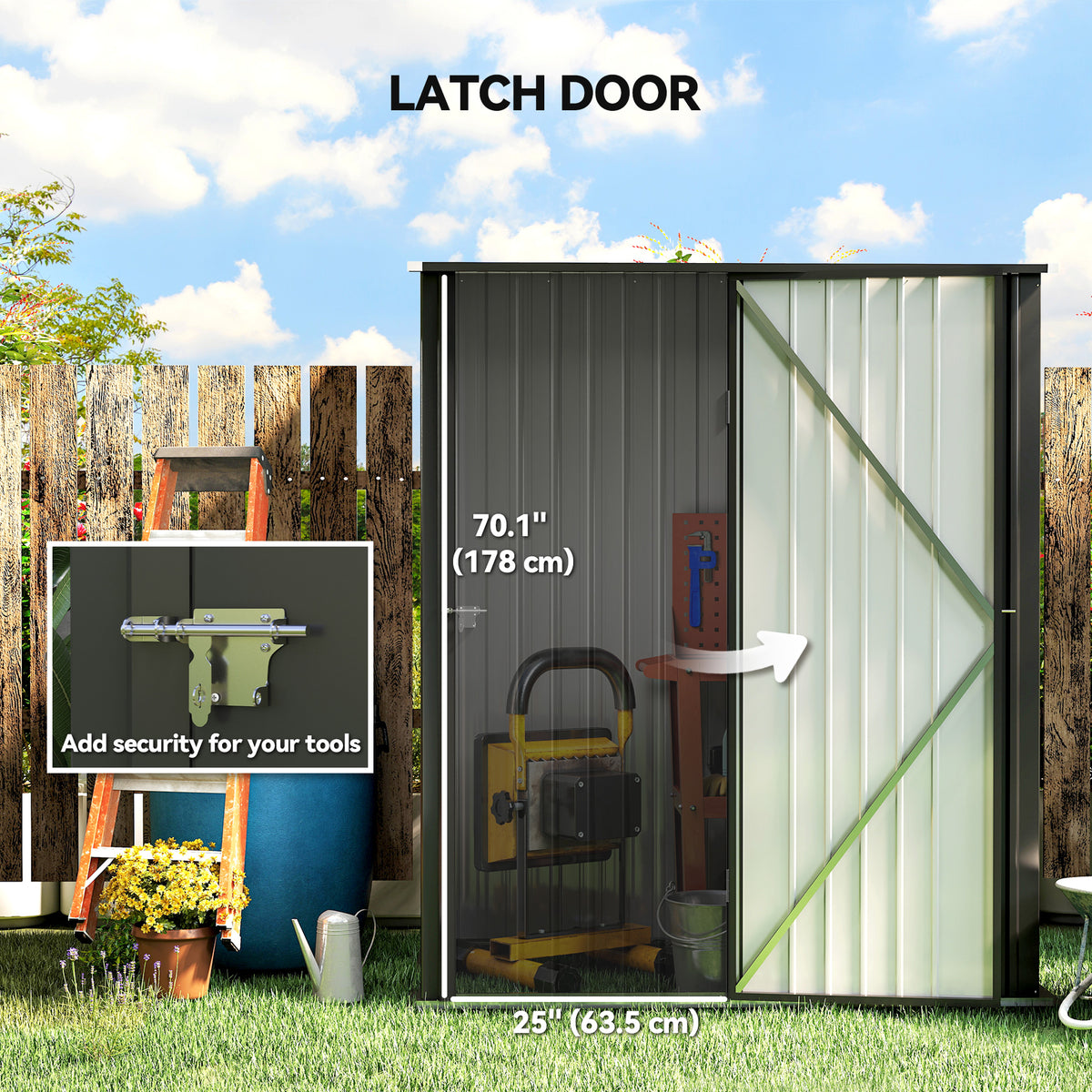 5' x 3' Outdoor Storage Shed, Steel Garden Shed with Single Lockable Door, Tool Storage Shed for Backyard – Black