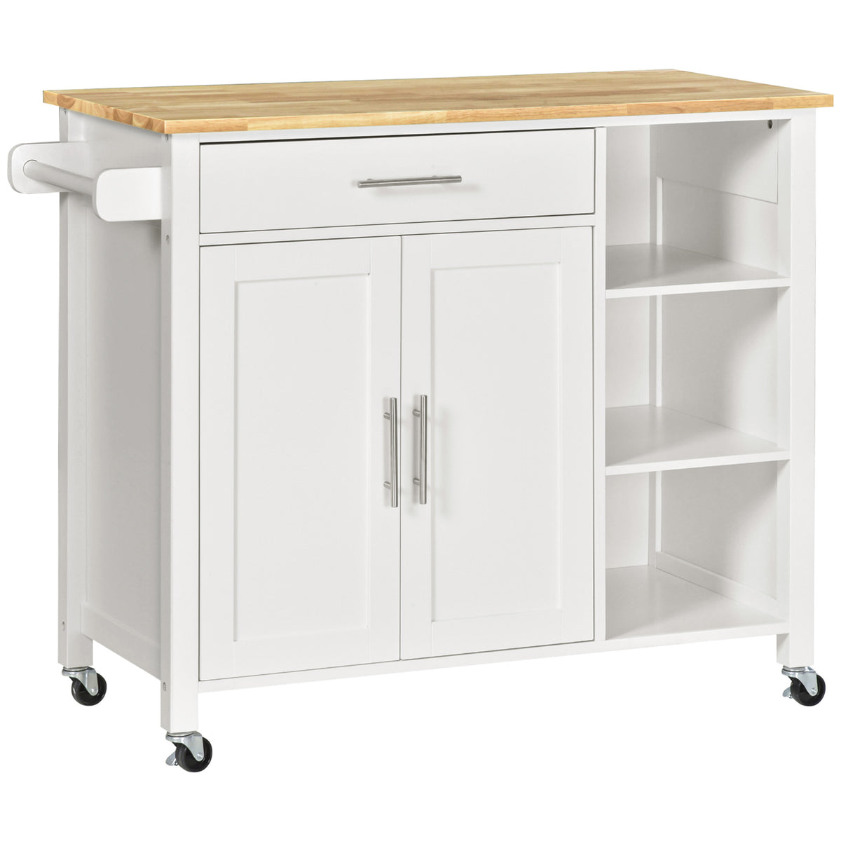 Rolling Kitchen Island with Drawer and Swivel Wheels – 42"W x 35"H