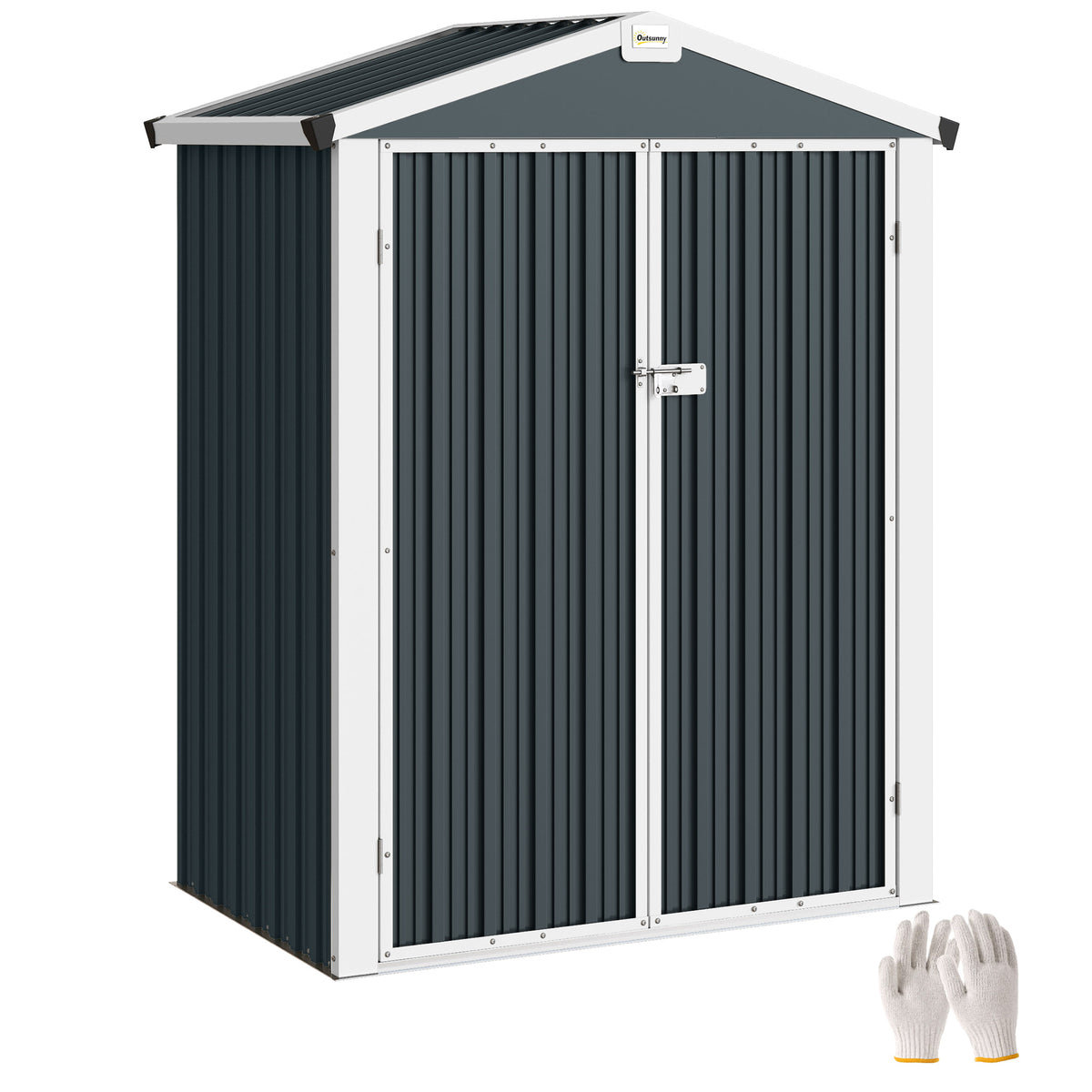 4.5' x 3' Outdoor Storage Shed with Double Doors, Metal Garden Shed for Backyard Patio