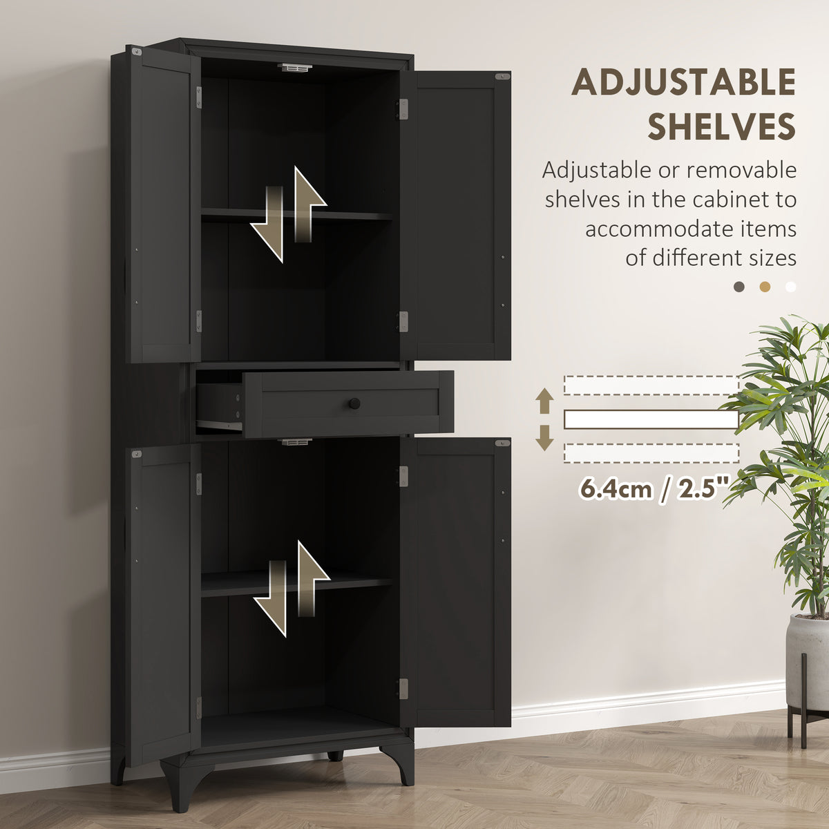 Kitchen Pantry Cabinet with 2 Shelves – 24"W x 67"H