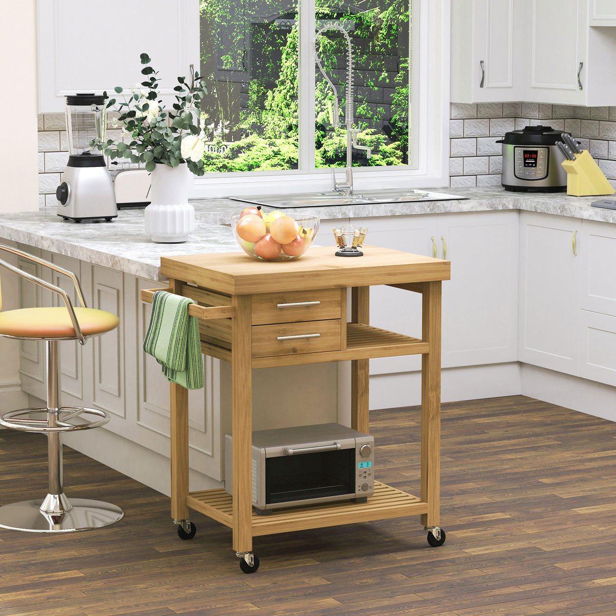 Rolling Utility Cart with Wheels – 29"W x 37"H