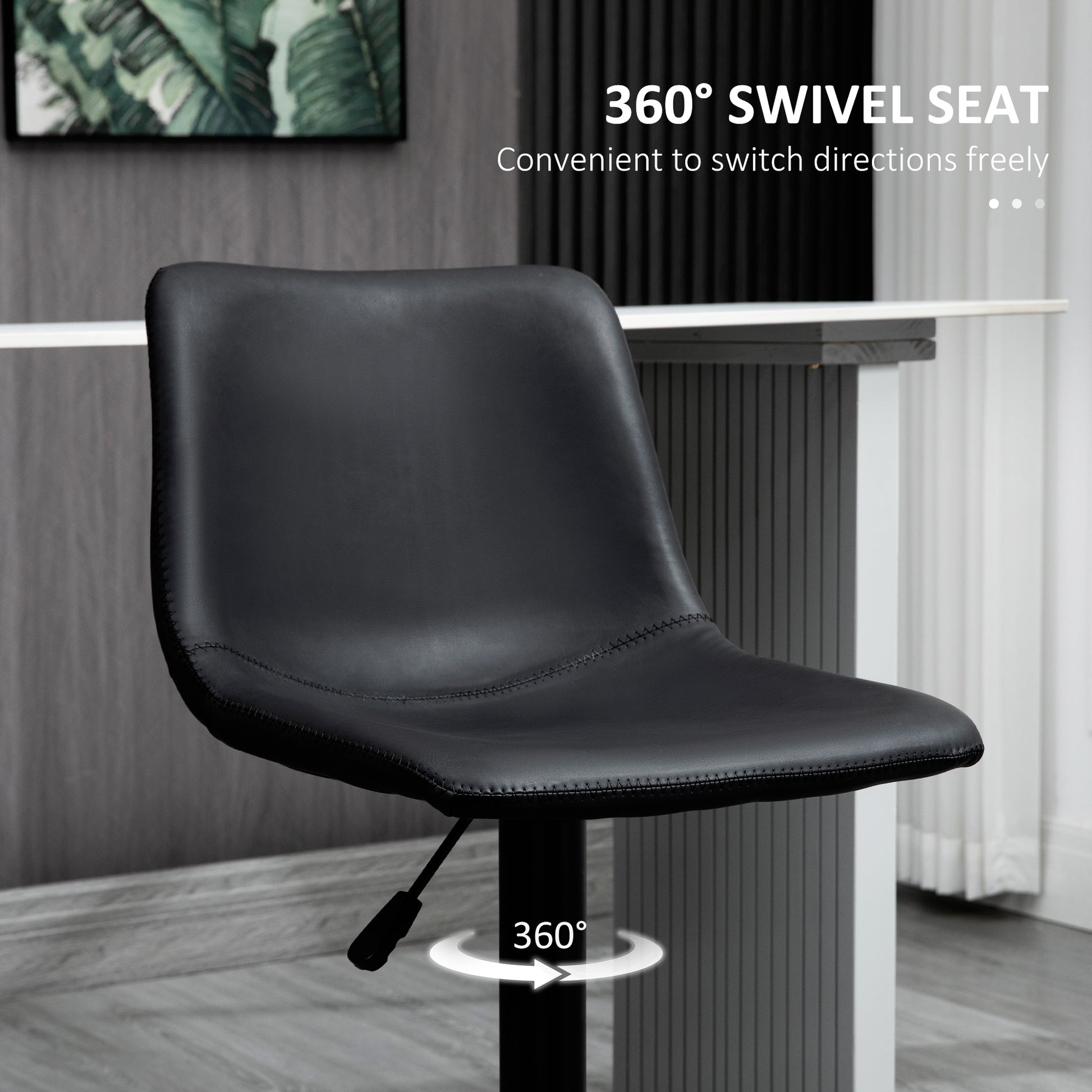 Set of 2 HOMCOM Adjustable Swivel Counter Height Bar Stools with Backs