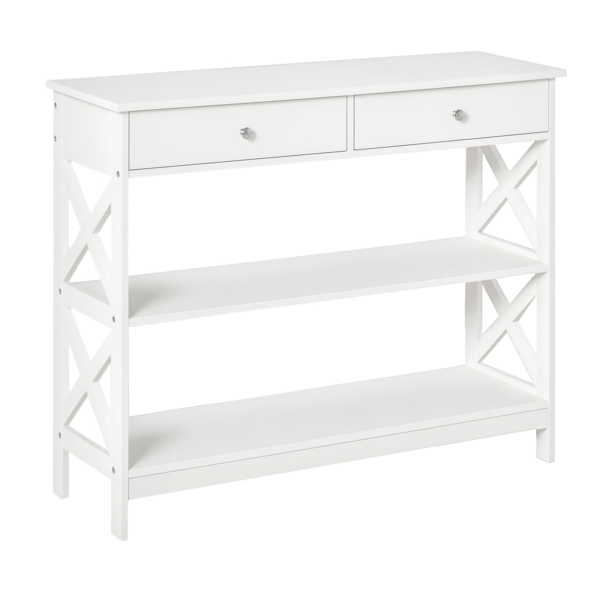 39" Console Table with Drawers, White