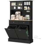 HOMCOM Kitchen Cabinet with Charging Station Freestanding Grey