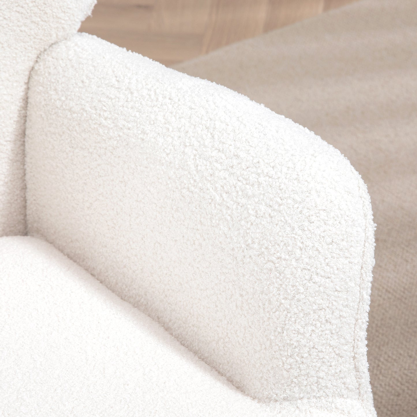 HOMCOM Accent Sherpa Upholstered Fluffy Wingback Chair for Living Room Reading Nook Cream