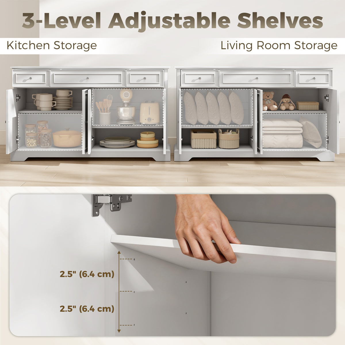 Kitchen Storage Cabinet with Soft-Close Doors – 54"W x 31"H