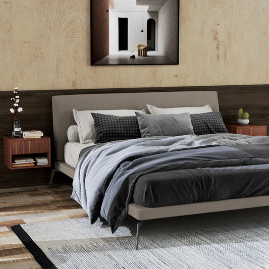 HOMCOM Floating Wall Mounted Nightstands Set of 2 with Drawer, Brown Finish