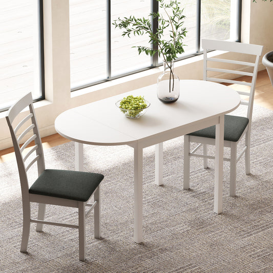 HOMCOM Solid Wood Drop Leaf Dining Table White