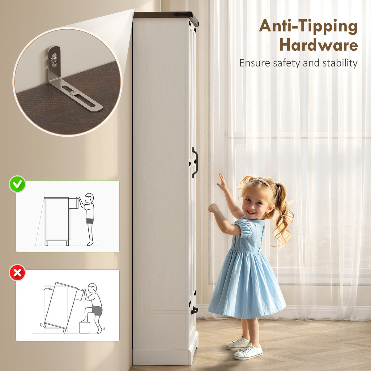 Kitchen Storage Cabinet with Adjustable Shelves – 24"W x 71"H