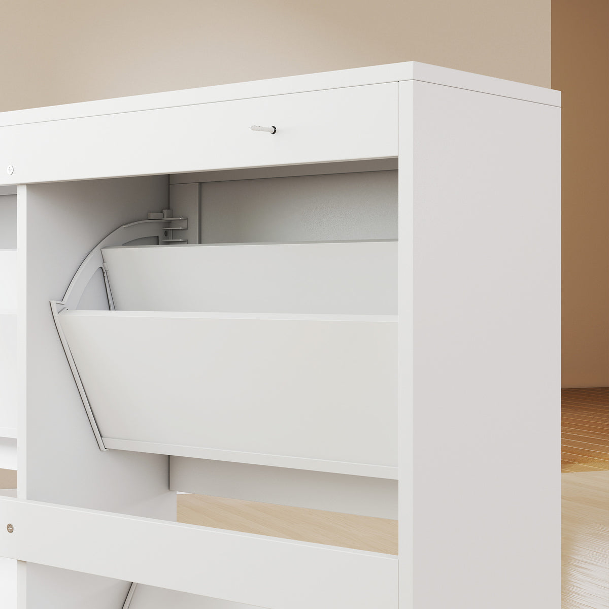 Shoe Cabinet with 4 Flip Drawers – 39"W x 37"H