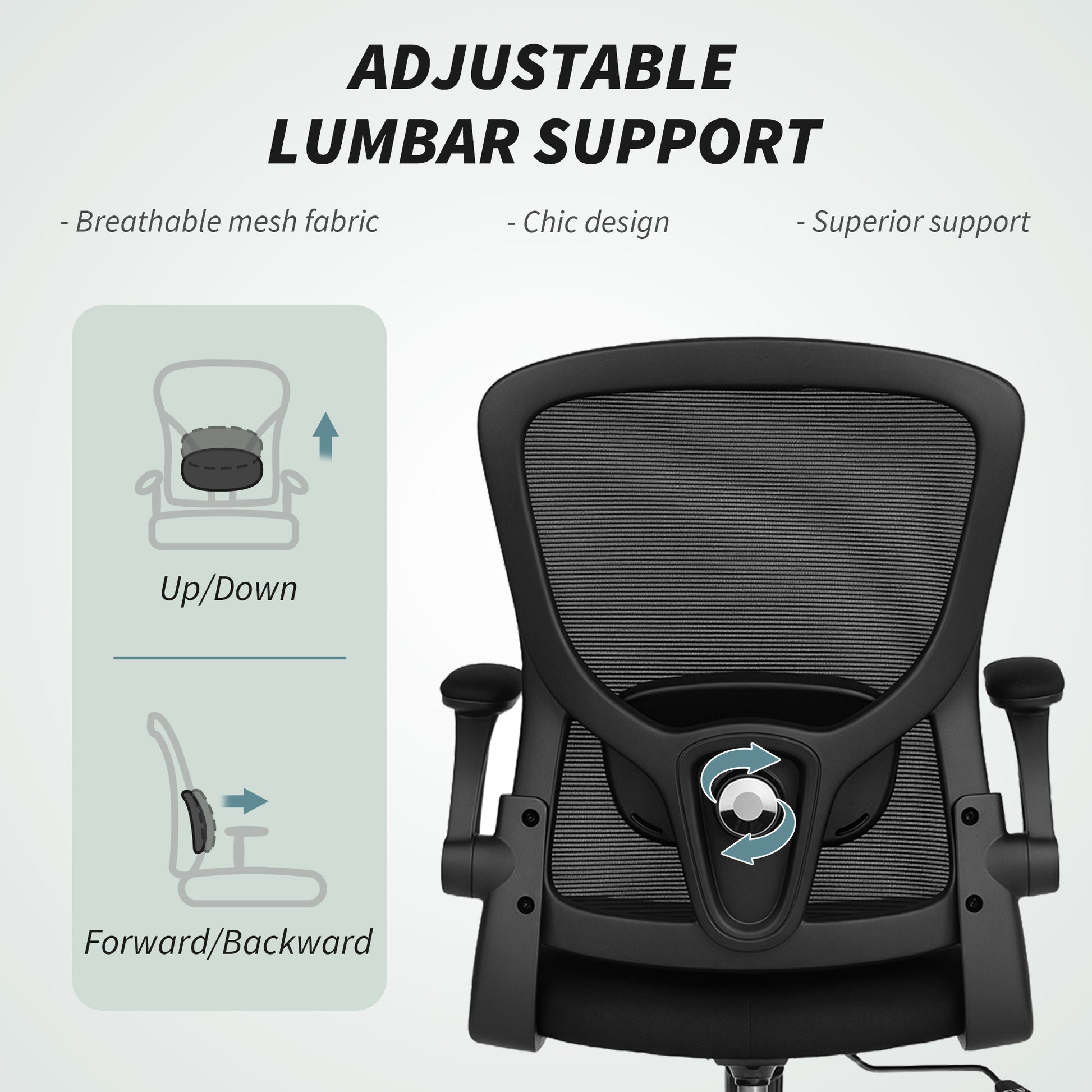 HOMCOM Ergonomic Mesh Office Chair with 4D Lumbar Support, Flip-Up Armrests, Tilt, Swivel
