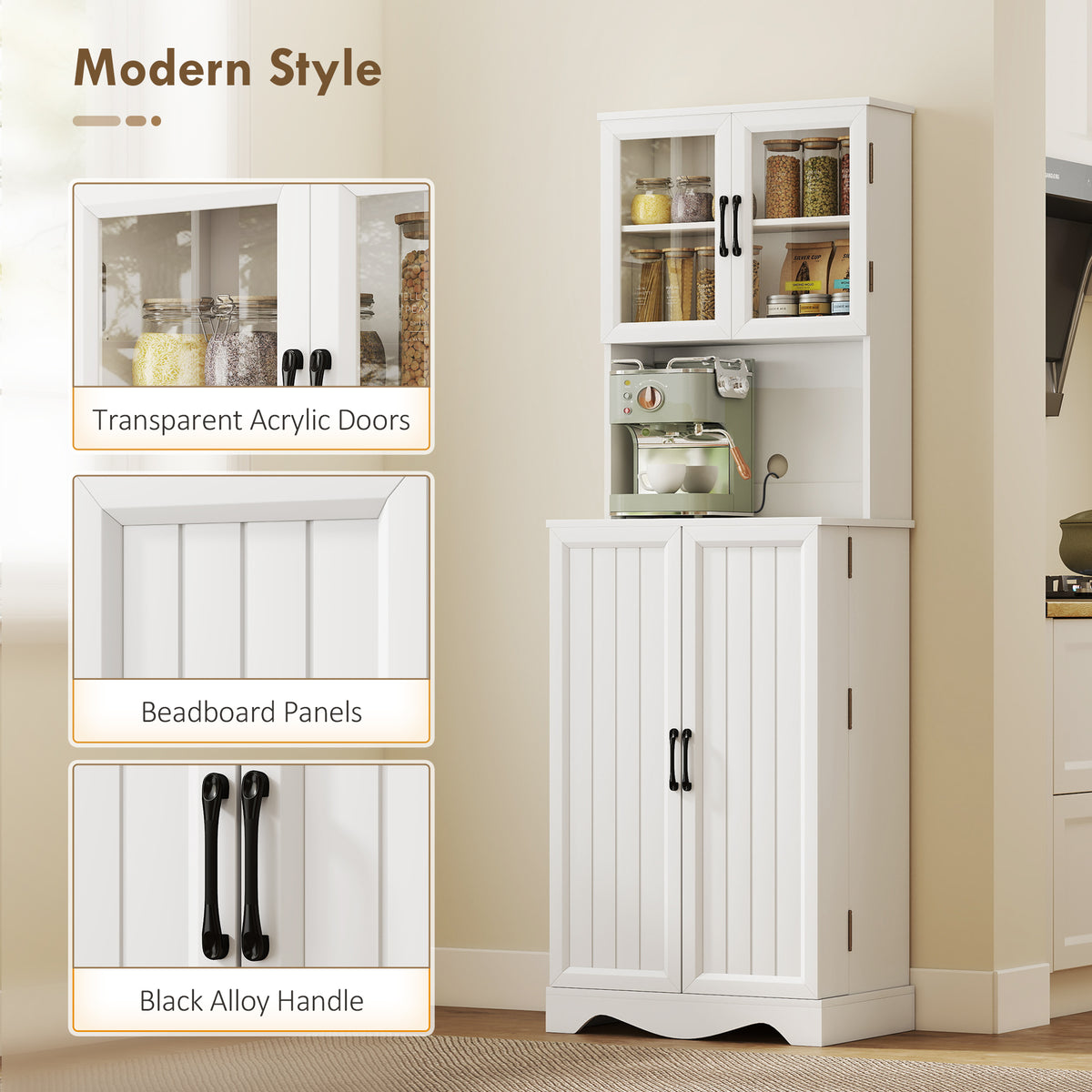 Kitchen Pantry Cabinet with 8 Door Shelves – 24"W x 71"H