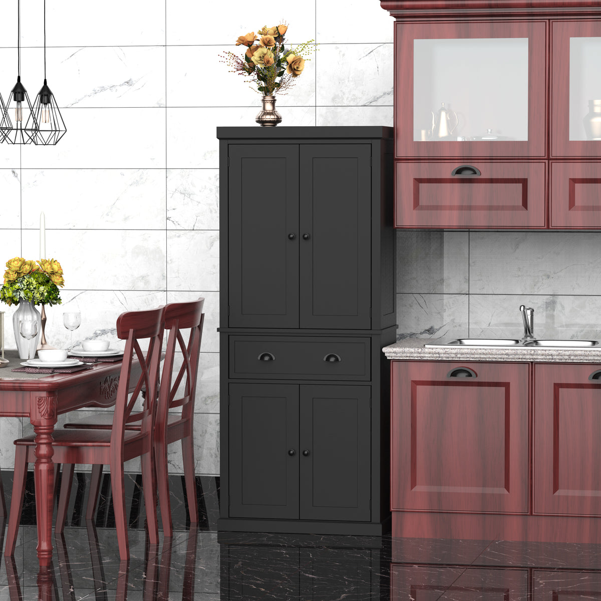 Tall Kitchen Pantry Cabinet with 2 Drawers – 30"W x 73"H