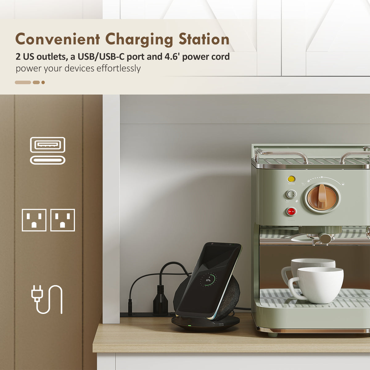 Pantry Cabinet with Charging Station – 44"W x 69"H