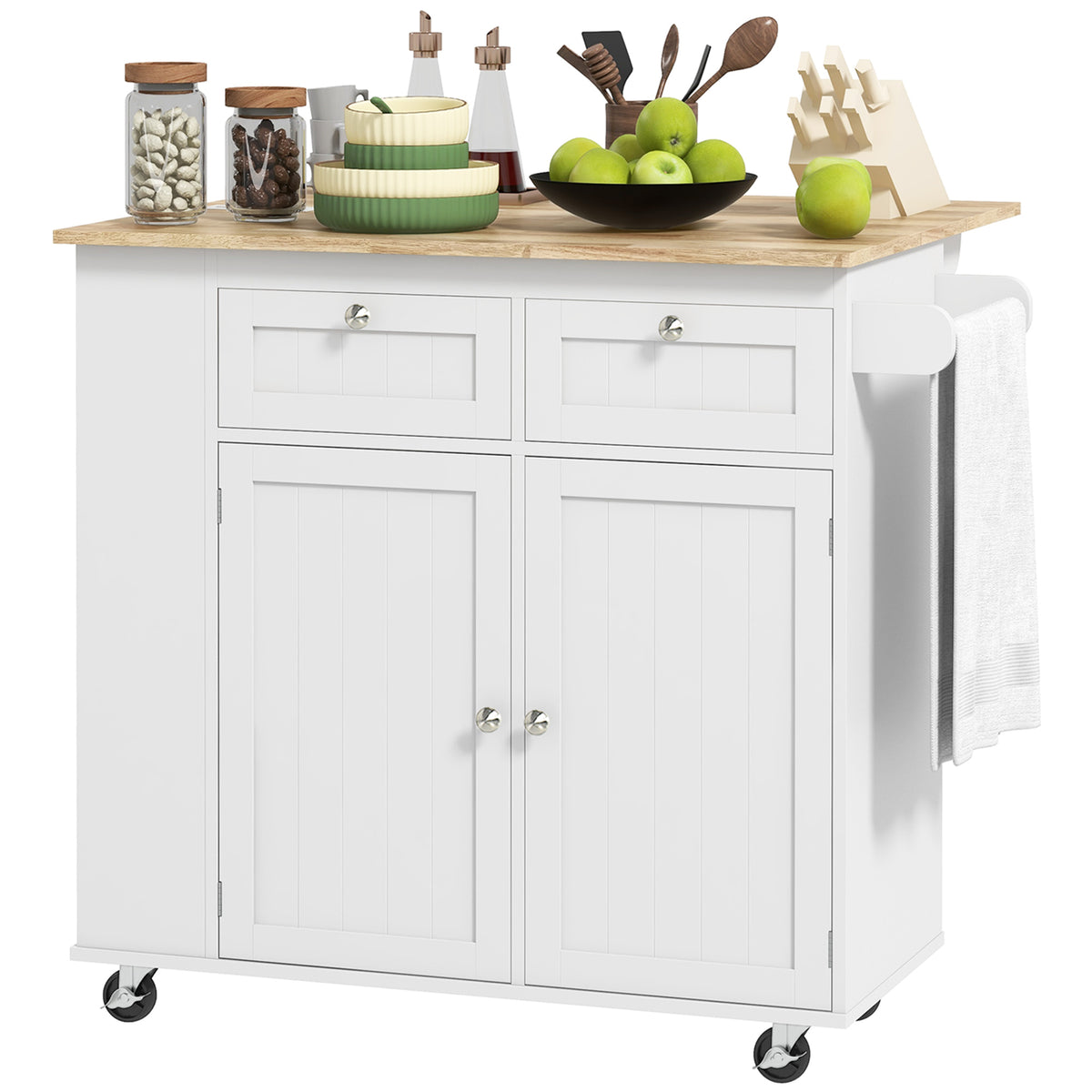 Kitchen Island with Power Outlet and Drop Leaf – 40"W x 33"H