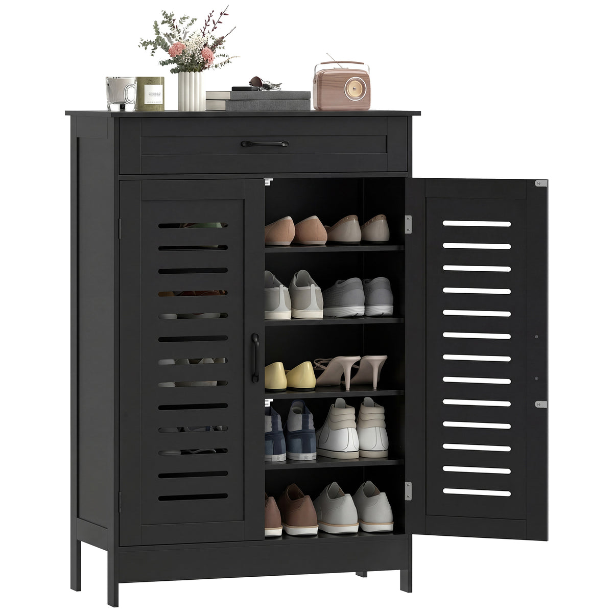 Shoe Cabinet with Louvered Doors – 31"W x 46"H