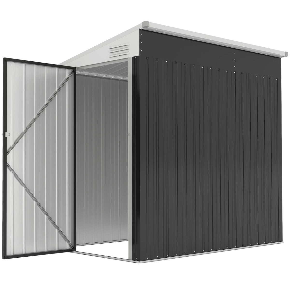 4' x 6' Outdoor Storage Shed Lean to Shed Outdoor Metal Tool Shed with Lockable Door and Air Vents