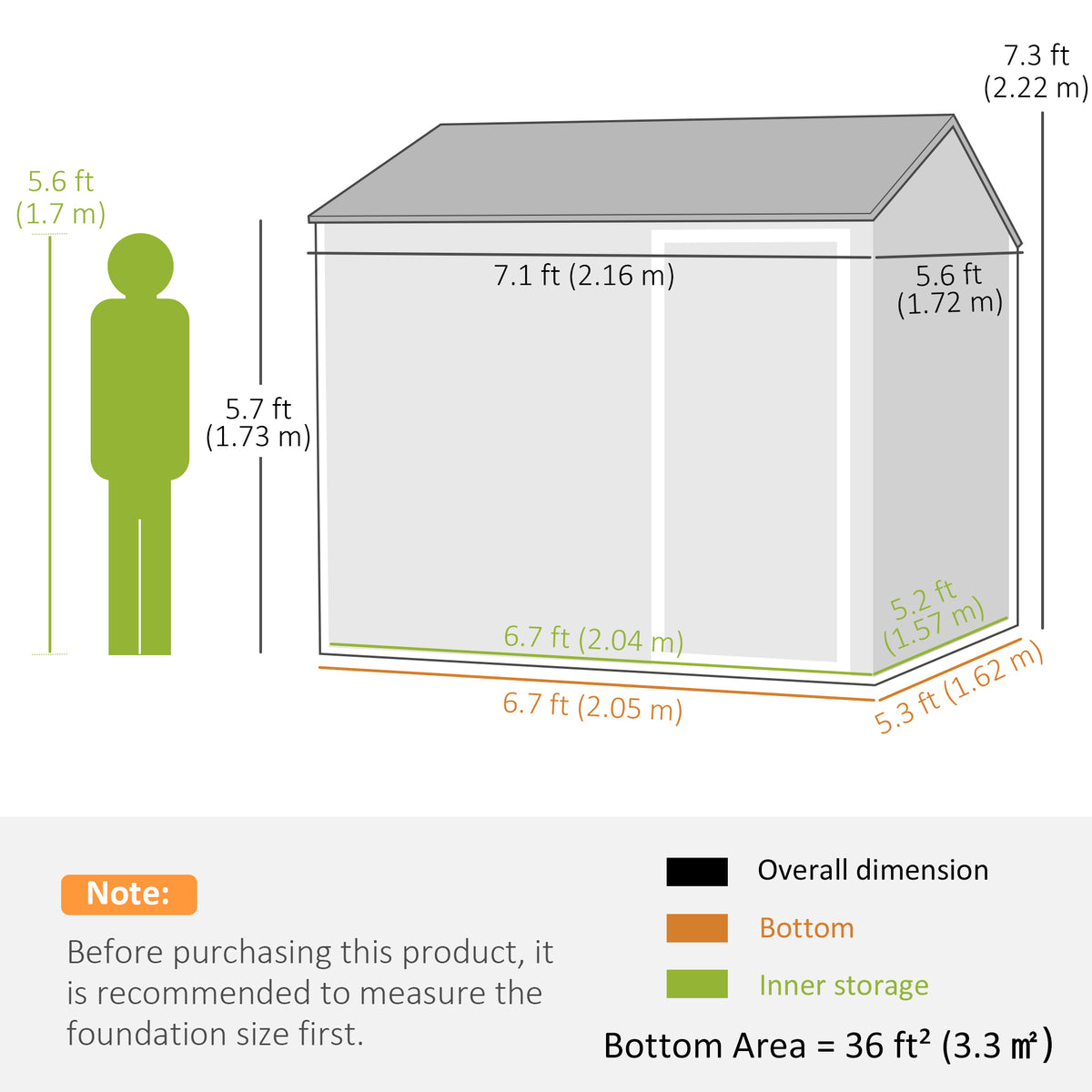 7' x 5.5' Metal Garden Storage Shed, Outdoor Tool Storage House with Lockable Door, Vents, Sloped Roof