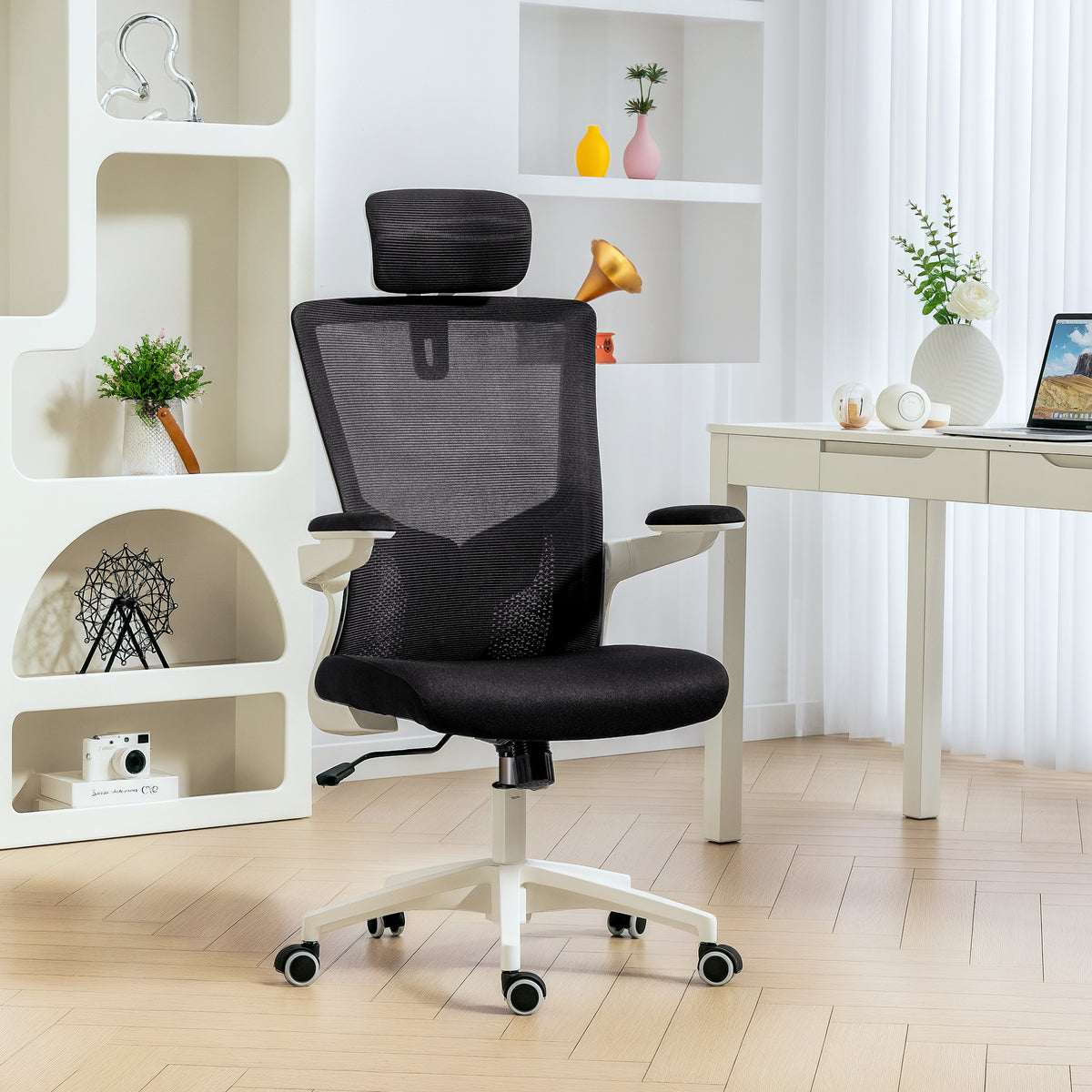 Ergonomic Office Chair, Swivel Desk Chair with Adjustable Lumbar Support, Black