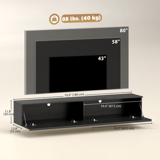 Wall Mounted TV Stand – Floating TV Cabinet with Storage – 71" Wide