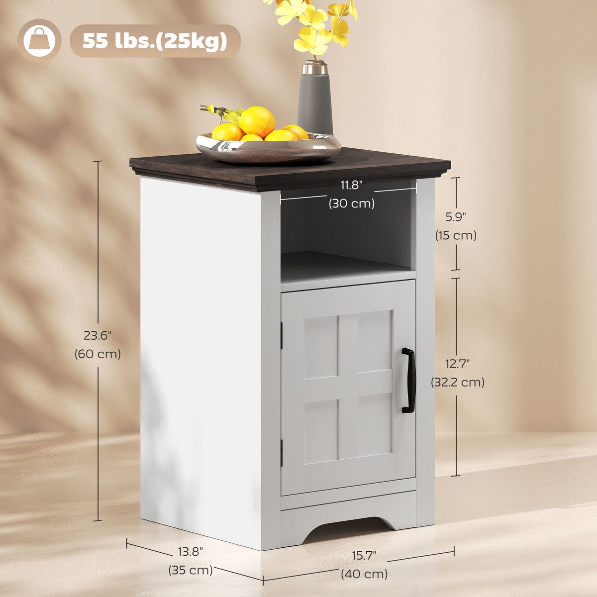 Farmhouse Nightstands with Barn Door, Set of 2 – 16"W x 24"H