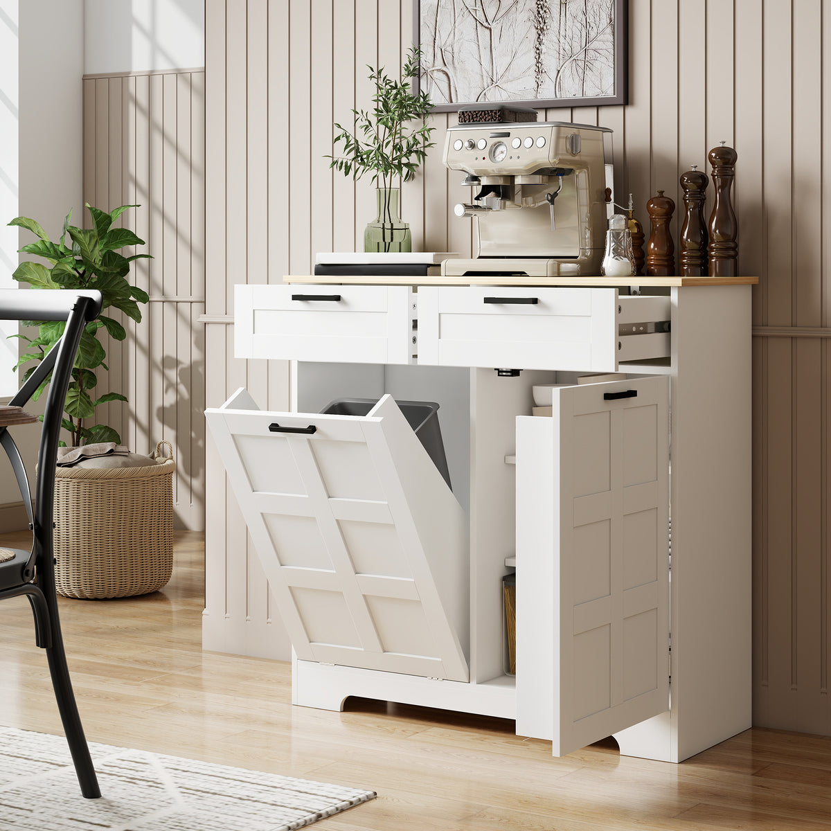 Kitchen Island with Trash Cabinet – 39"W x 36"H