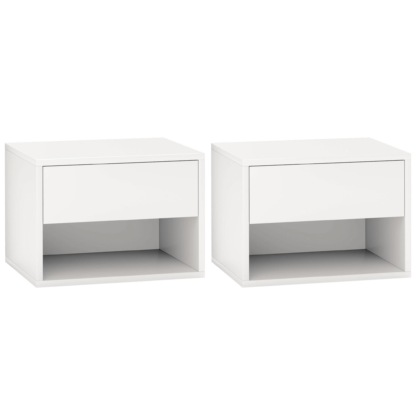 Modern White Floating Wall Mounted Nightstands Set of 2 with Drawer for Bedroom
