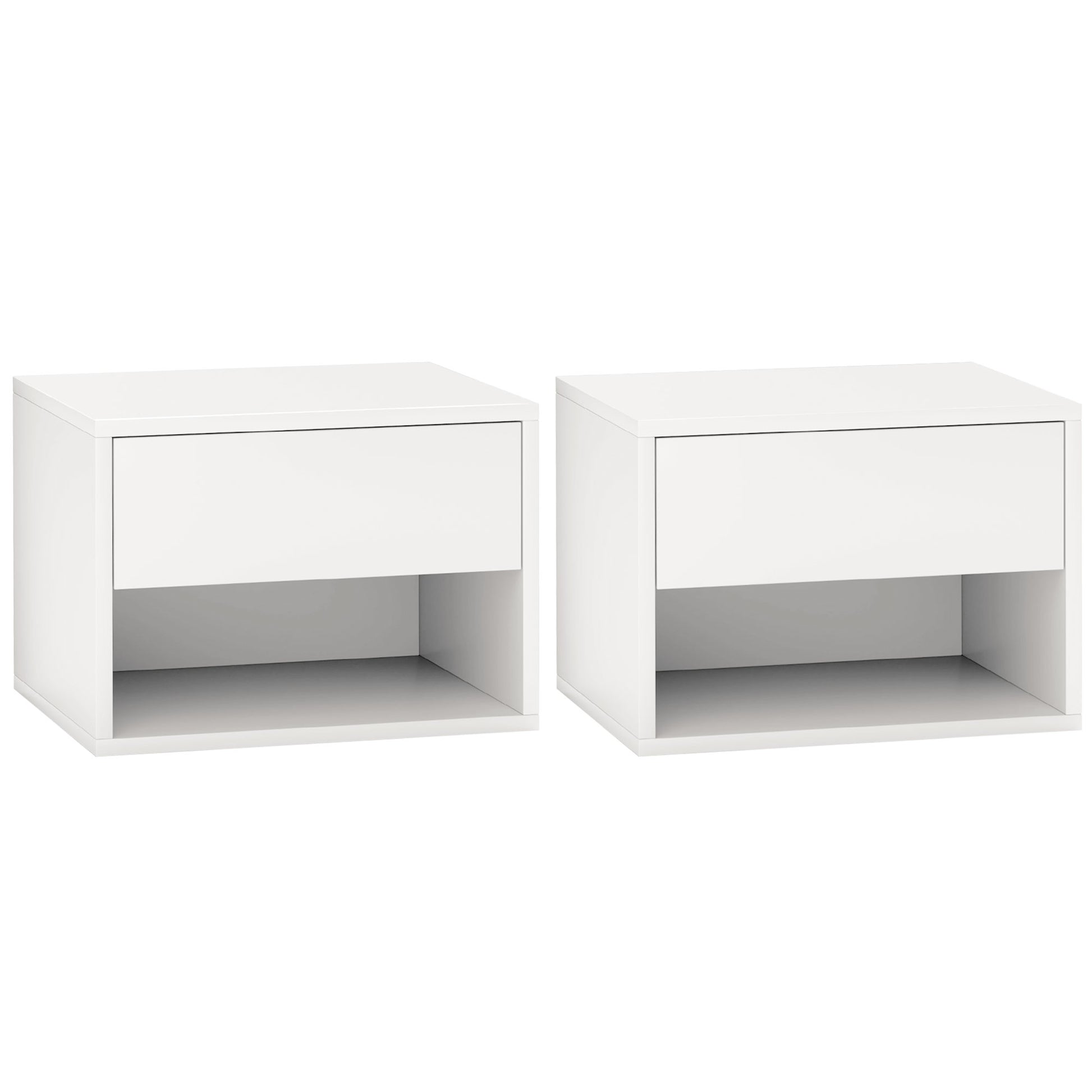 Modern White Floating Wall Mounted Nightstands Set of 2 with Drawer for Bedroom