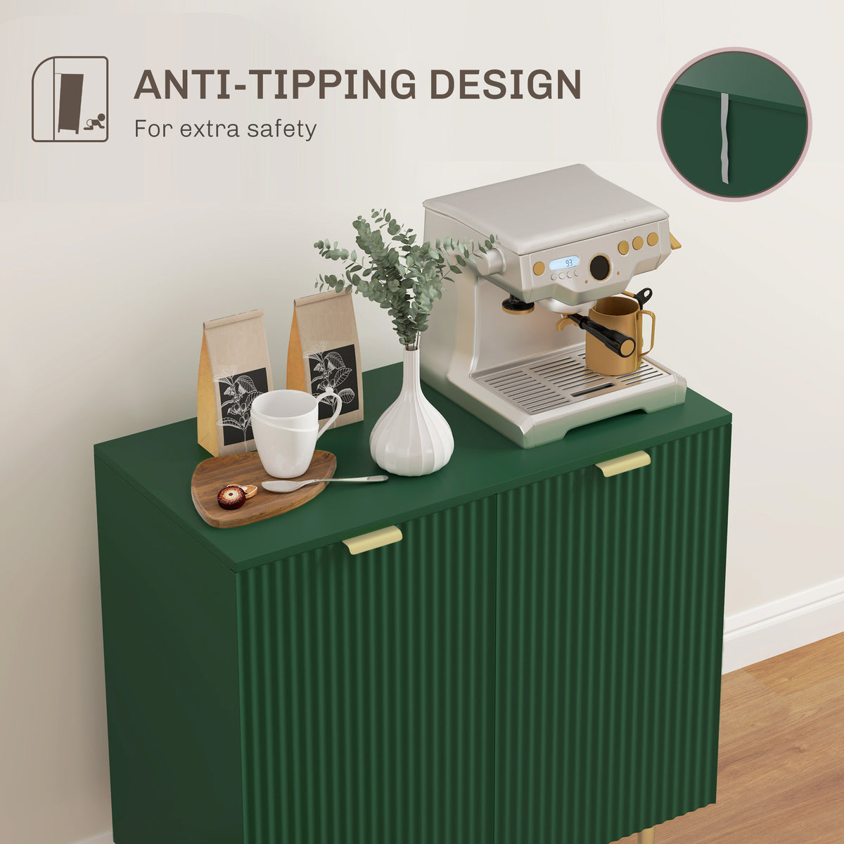 Sideboard Buffet Cabinet with Adjustable Shelves and Metal Legs – 32"W x 32"H