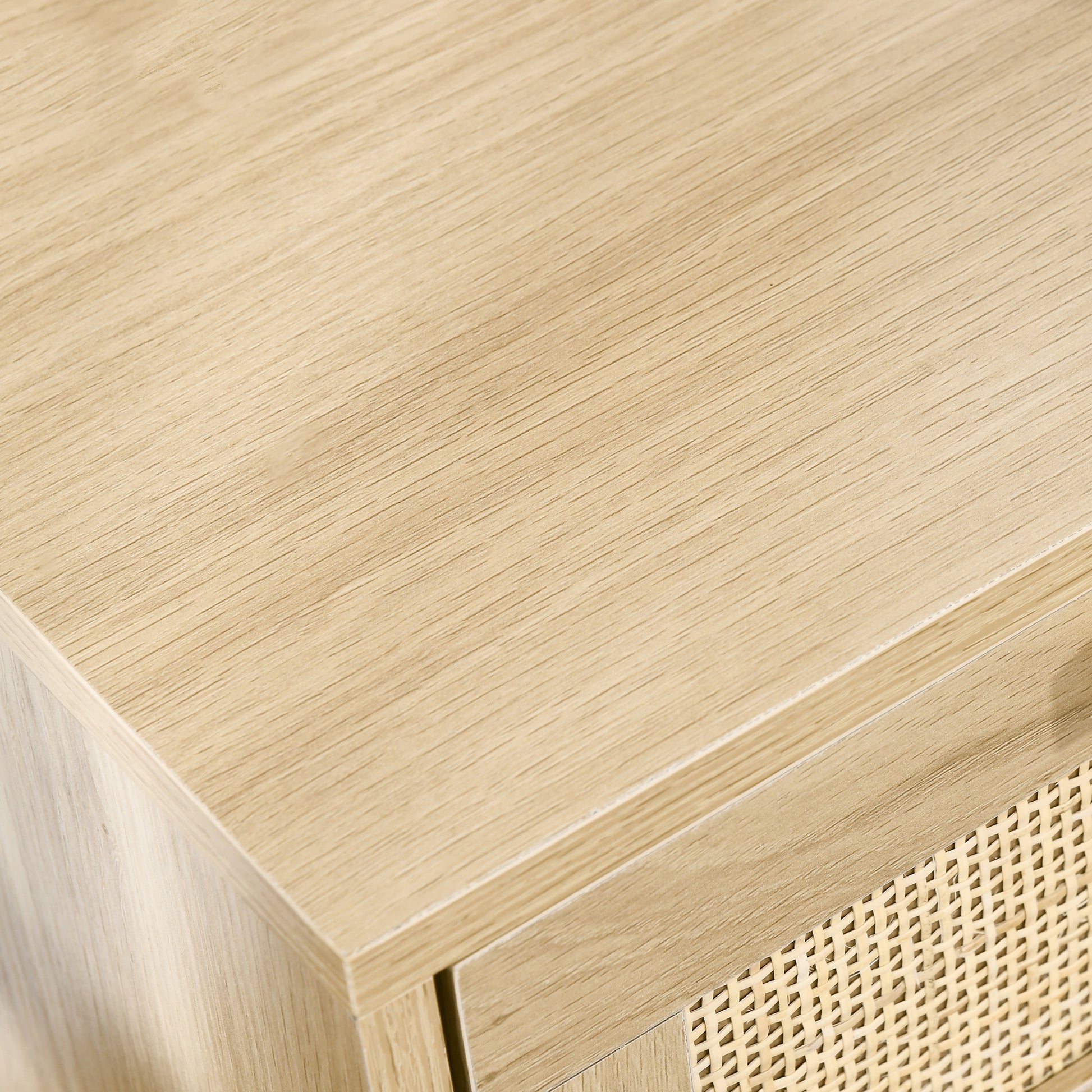 HOMCOM Boho Chic Nightstand Set of 2 with 2 Drawers, Living Bedroom Side Tables