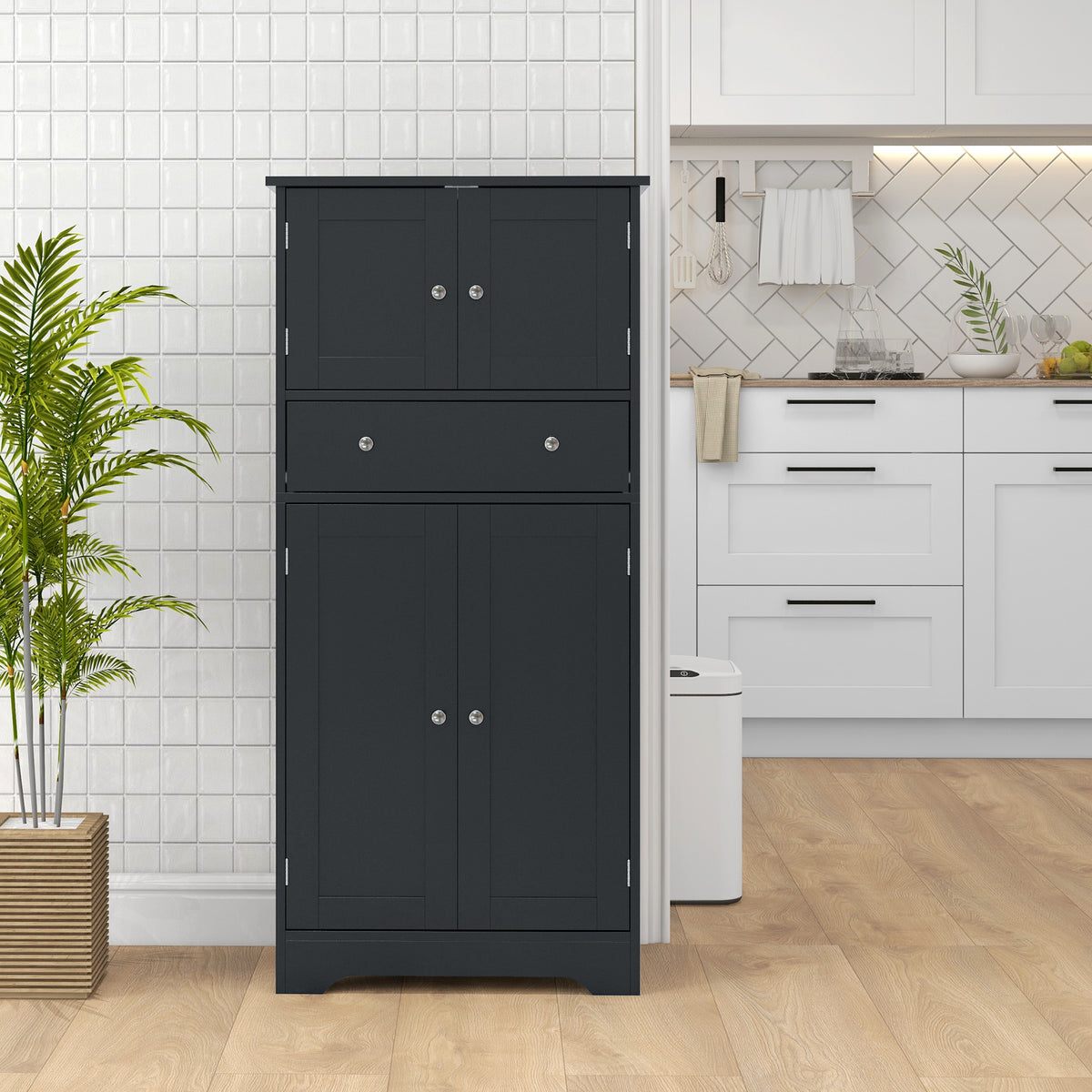 Modern Kitchen Pantry Cabinet with 4 Doors – 24"W x 50"H