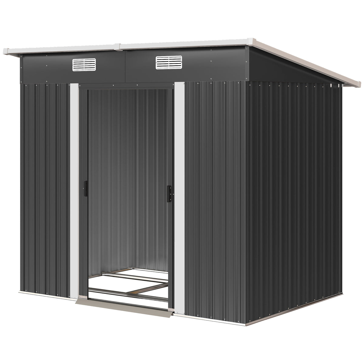 7'x 4' Metal Patio Storage Shed Garden Lockable Shed Tool Utility Storage Unit – 79.9" L x 51.2" W x 71.7" H – Black