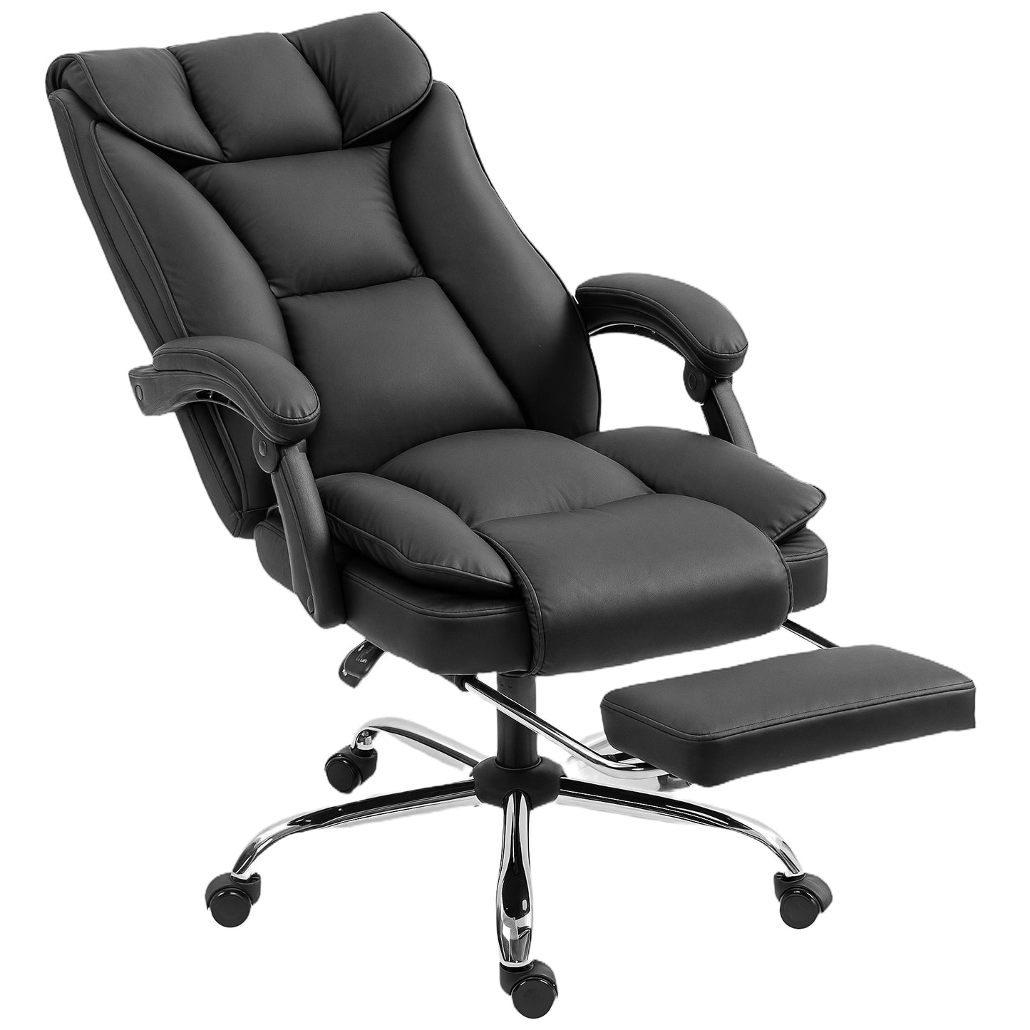 HOMCOM Executive Pet-Friendly Faux Leather Office Chair with Ergonomic Recline & Footrest