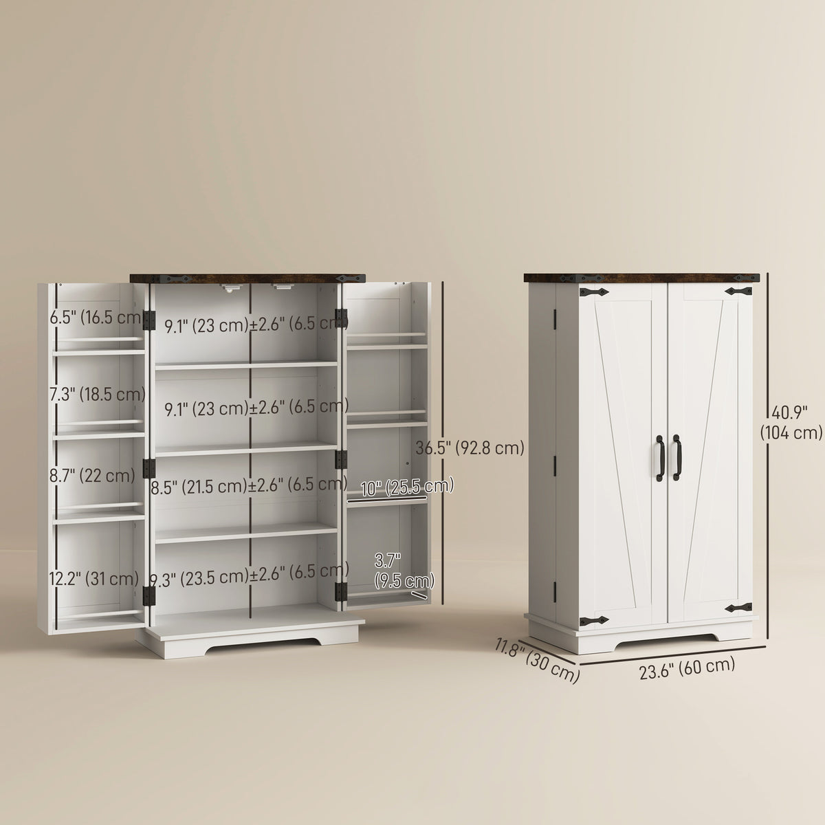 Kitchen Pantry Cabinet with Doors and Adjustable Shelves – 24"W x 41"H