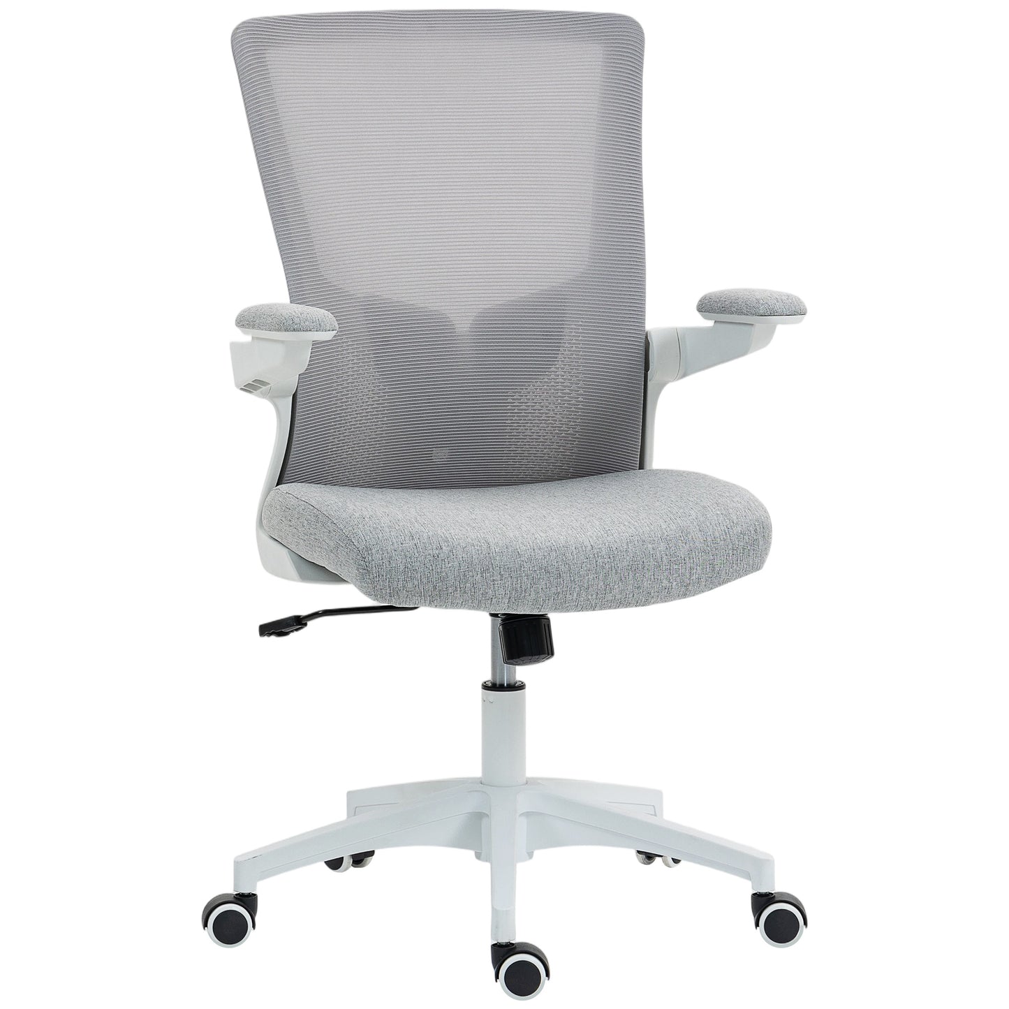Ergonomic Swivel Office Chair with Adjustable Lumbar Support, Flip-Up Armrests, Wheels