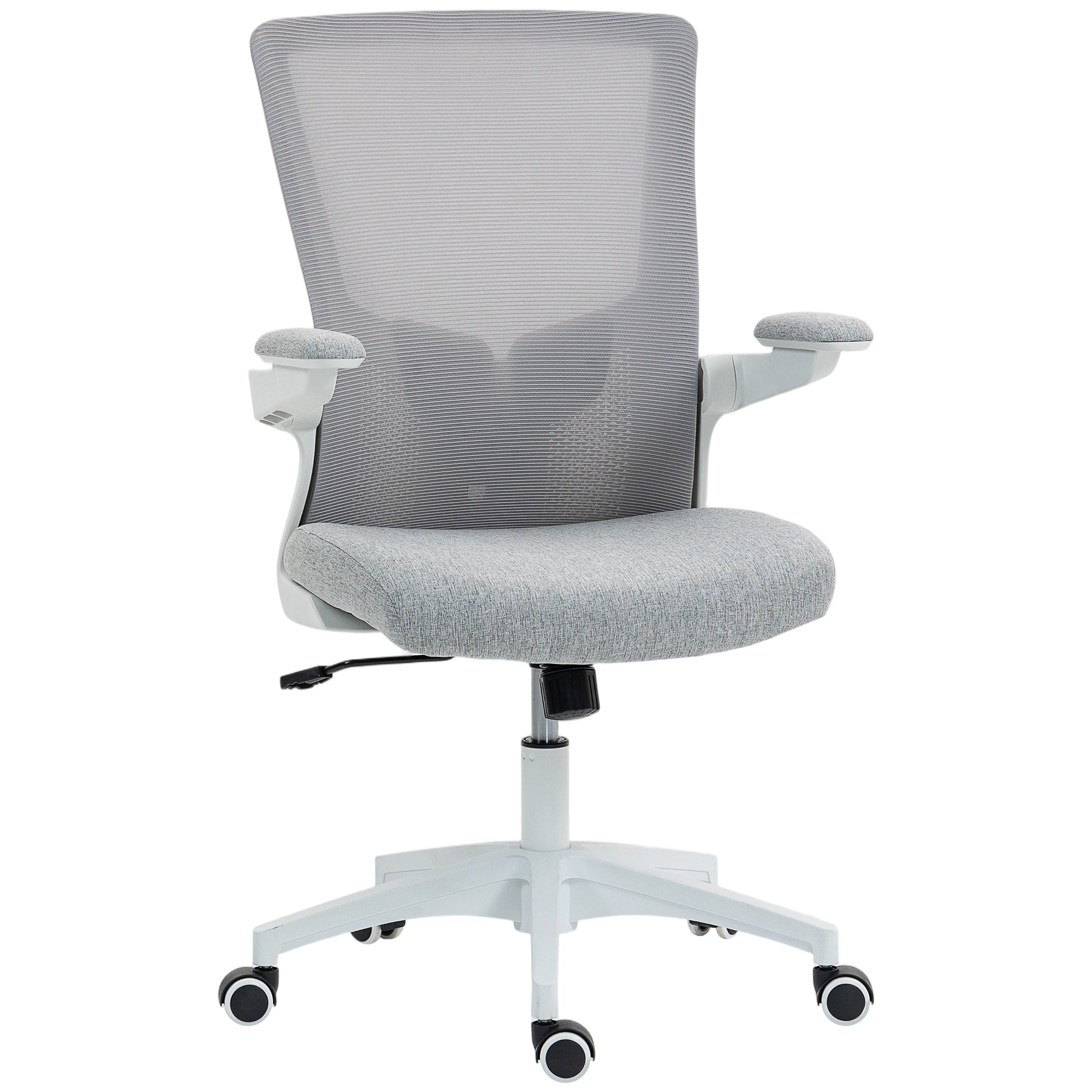 Ergonomic Swivel Office Chair with Adjustable Lumbar Support, Flip-Up Armrests, Wheels