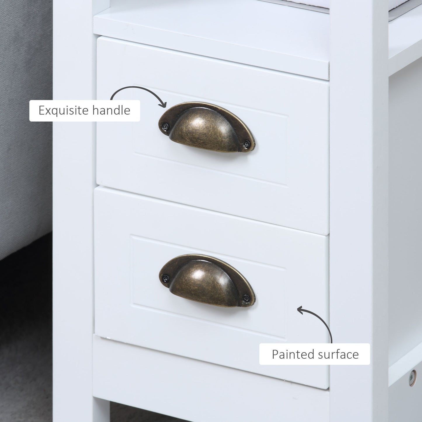 HOMCOM Modern Slim White End Table with 2 Drawers and Storage Shelf