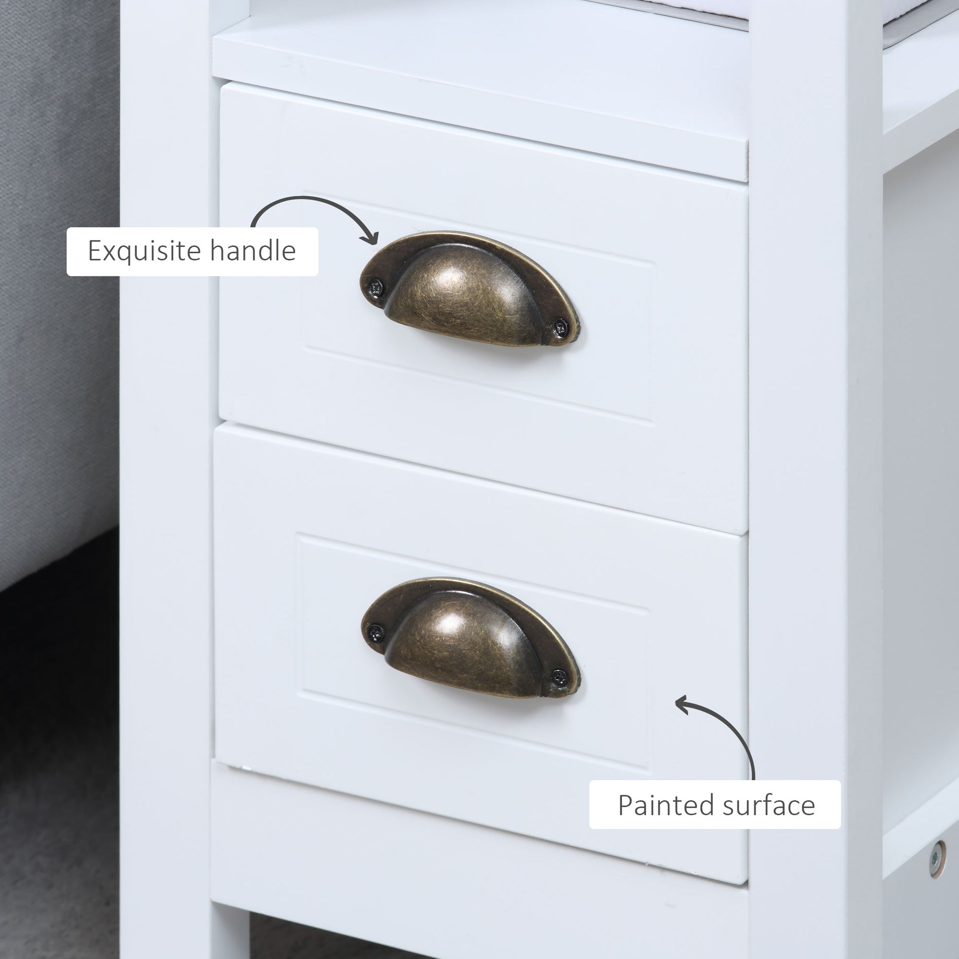 HOMCOM Modern Slim White End Table with 2 Drawers and Storage Shelf